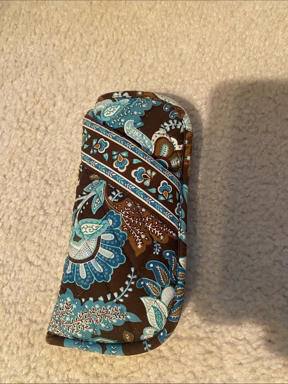 Vera Bradley Turquoise and Brown Paisley Eyeglass Case